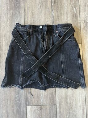 A&F Black Denim Mini Skirt with Wrap Belt